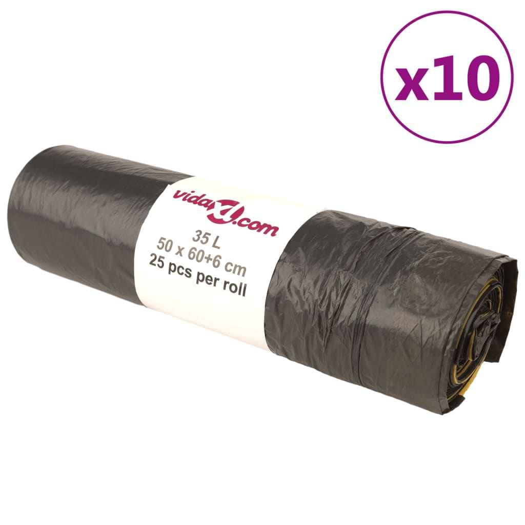 vidaXL Sacos do lixo 250 pcs 35 L preto